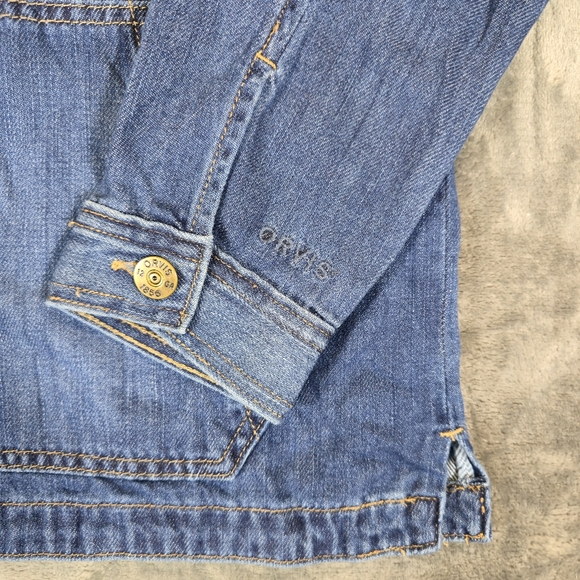 Orvis Multi Pocket Denim Chambray Style Shirt Woman's Size Medium - Picture 5 of 8